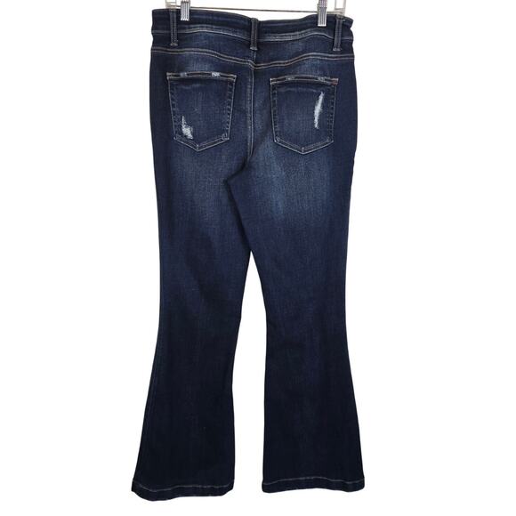 Maurices Women's High Rise Flare Whiskering Distressed Women's Jeans 12 - Picture 2 of 4